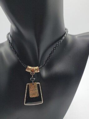 Kenneth Cole Egyptian Revival Pendant Necklace Black Enamel Gold Fashion Pendant